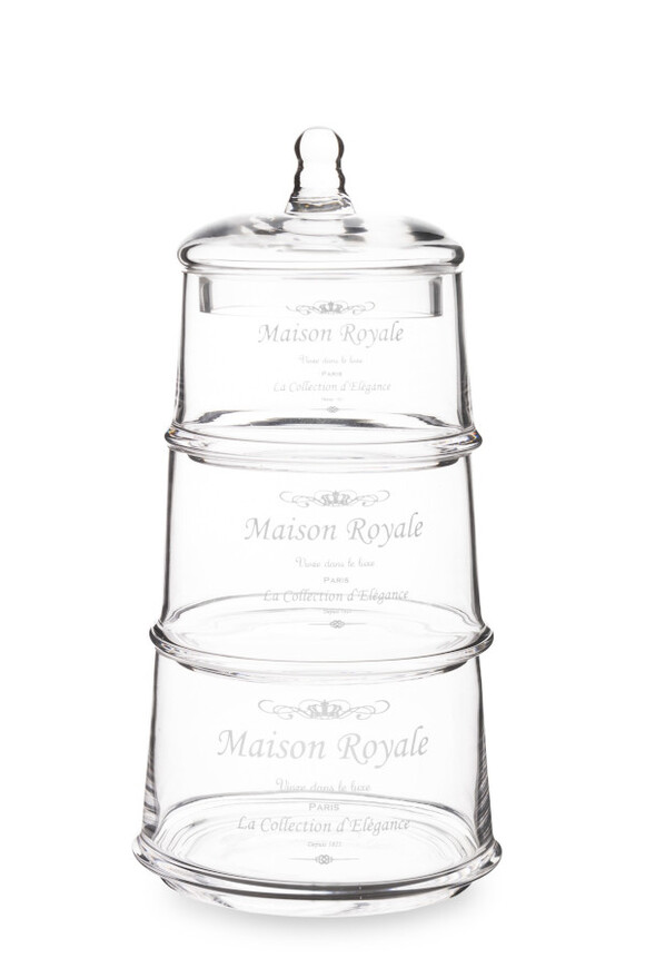 Maison Royale A, bomboniera szklana, komplet trzech pojemników
