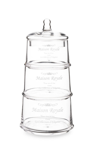 Maison Royale A, bomboniera szklana, komplet trzech pojemników