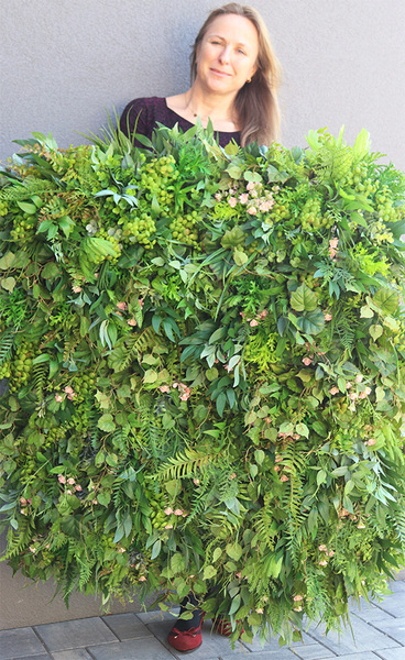 Jungle Green & Pink, ścianka jednostronna ze sztucznych roślin, wym.1m kw.