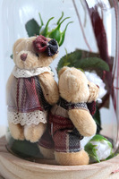 Teddy Red, kompozycja pod szklanym kloszem