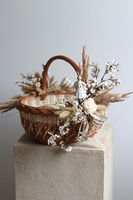 Zajęczy, dwustronnie dekorowany koszyczek wielkanocny