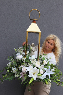 Angelo Garden Premium 2, lampion nagrobny z kwiatami, wys.95cm 