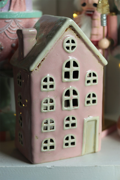 Pink Town domek ceramiczny lampion	