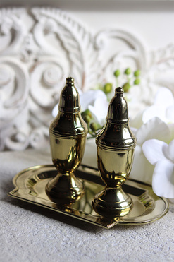 komplet przyprawników z tacką (sól i pieprz), Lux Villa Gold Glamour