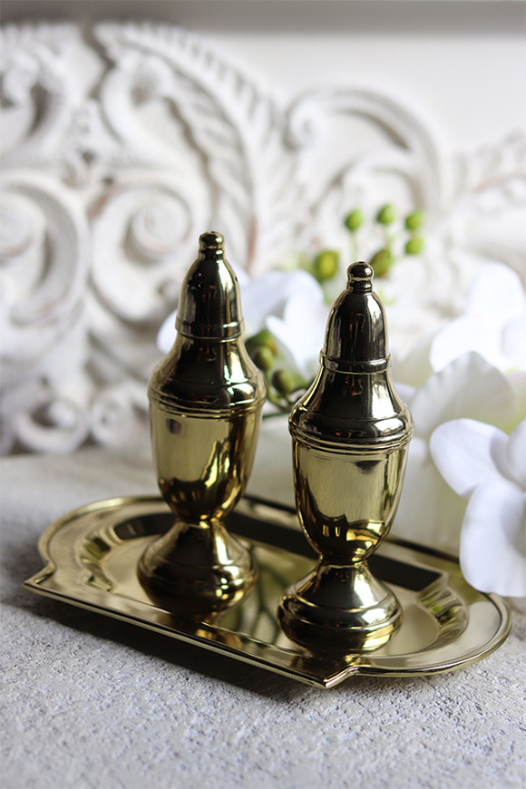 komplet przyprawników z tacką (sól i pieprz), Lux Villa Gold Glamour