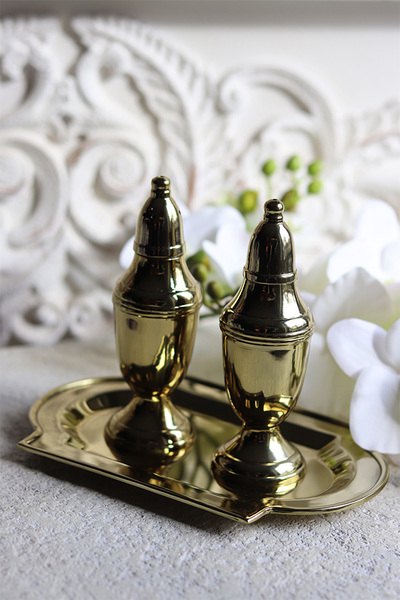 komplet przyprawników z tacką (sól i pieprz), Lux Villa Gold Glamour