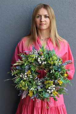 Ortana, kwiatowy wianek na drzwi, śr.40cm