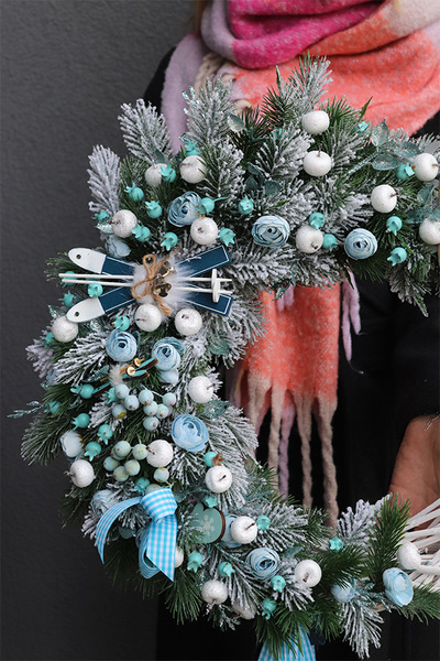 Blue World, zjawiskowy bożonarodzeniowy wianek, śr.46cm