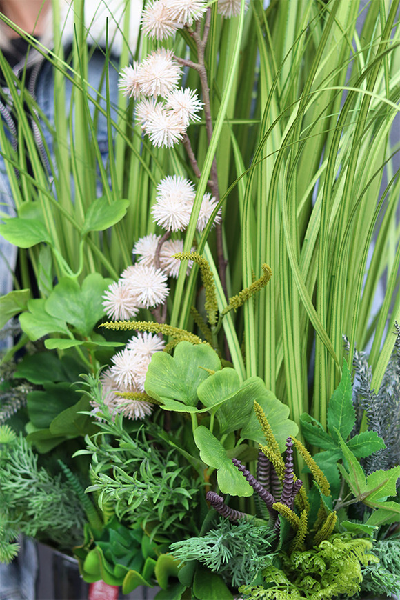 Green Manfredo Big, sztuczna trawa z ziołami w lustrzanej donicy