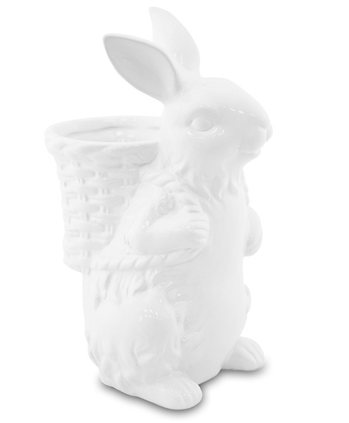 ceramiczna osłonka / doniczka z zającem Wielkanoc C, wym.21x10.5x14cm