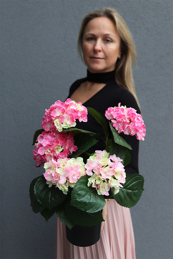 doniczkowa hortensja Róż Rozbielony, wysokiej jakości sztuczne kwiaty