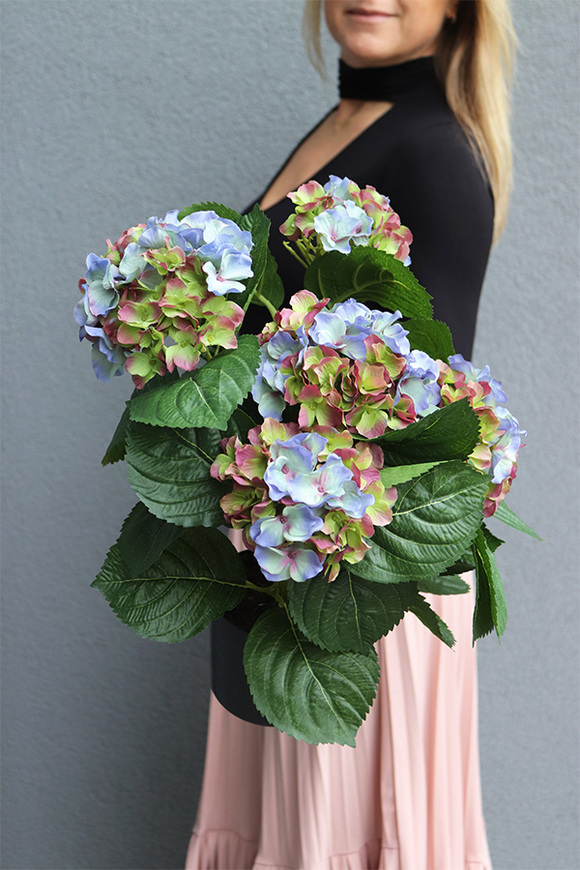 doniczkowa hortensja Niebiesko-Fioletowa, wysokiej jakości sztuczne kwiaty