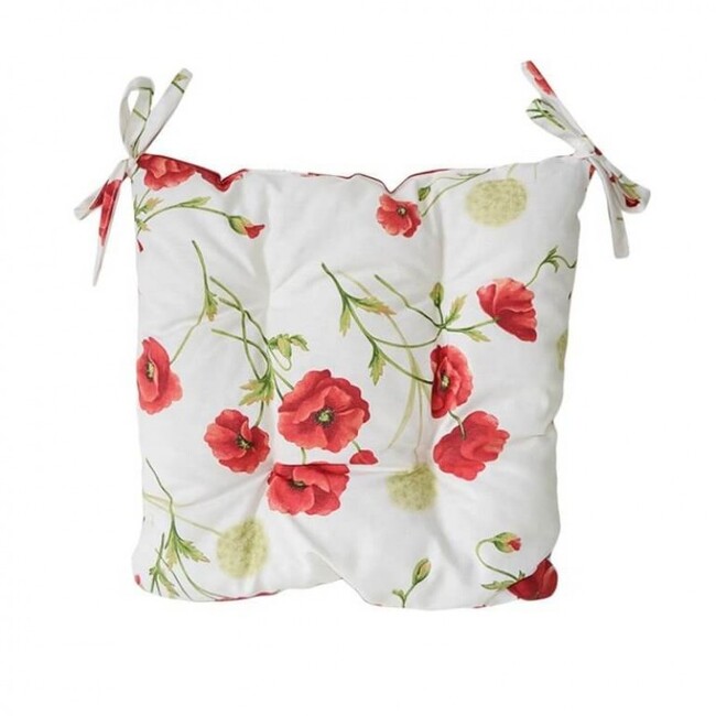 Living Poppies, poduszka na krzesło w kwiaty, wym.40x40cm 