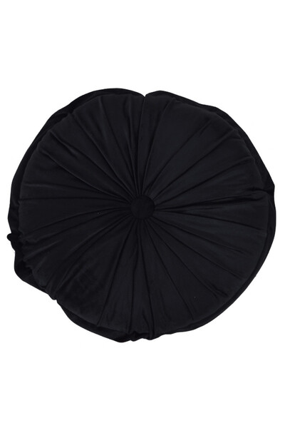 Velvet Button, poduszka dekoracyjna, czarna