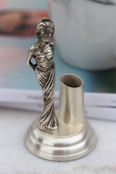 Dama, posrebrzany pojemnik na wykałaczki, wys.10.5cm
