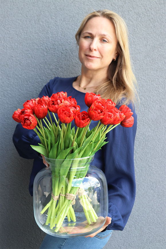 Reddo, czerwone tulipany w wazonie, wys.45cm 