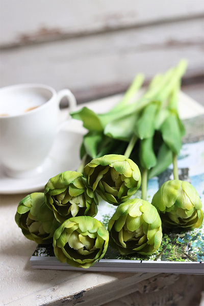 bukiet tulipanów silikonowych, Maggio Green, 6szt. dł.46cm