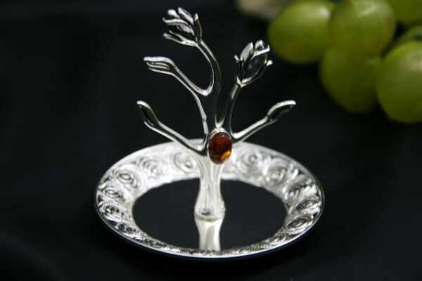 Bracelet, stojak / drzewko na biżuterię z bursztynem, wym.8x8cm
