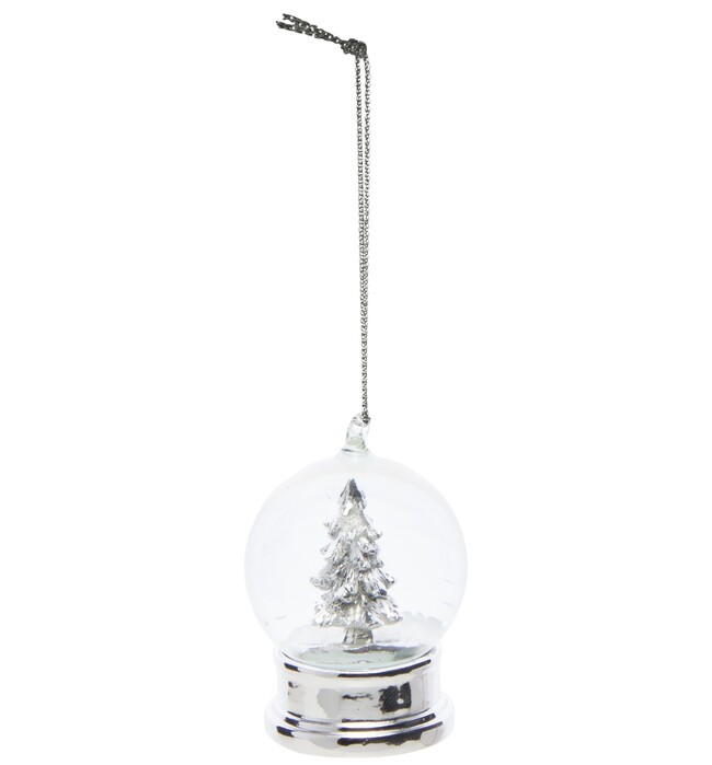 kula śnieżna - zawieszka świąteczna, Srebrna Choinka Glammie, wym.6.5x4.5cm