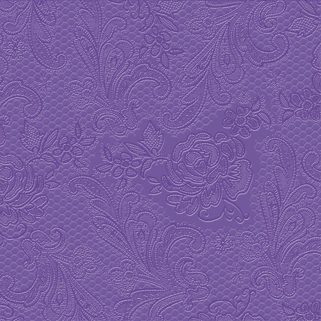 serwetki papierowe fioletowe koronkowe, 33x33cm, 15szt.