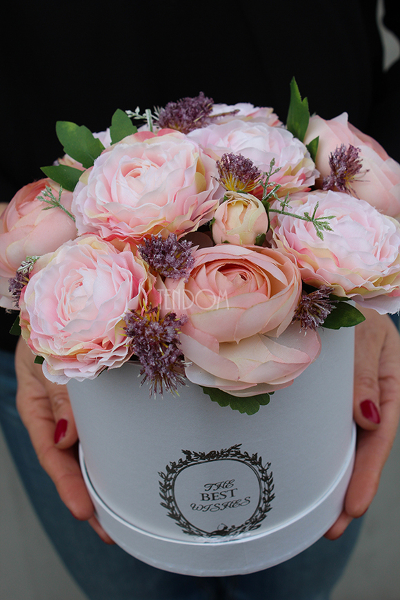 kompozycja kwiatowa / bukiet Flowerbox Pink Lady 2 wys.22cm