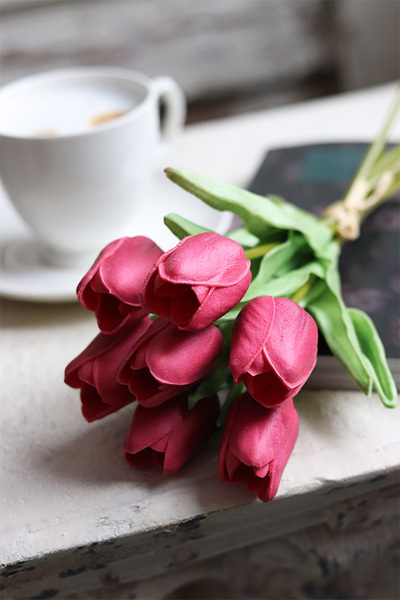 bukiet tulipanów gumowych, Menato Pink, 7szt. dł.27cm