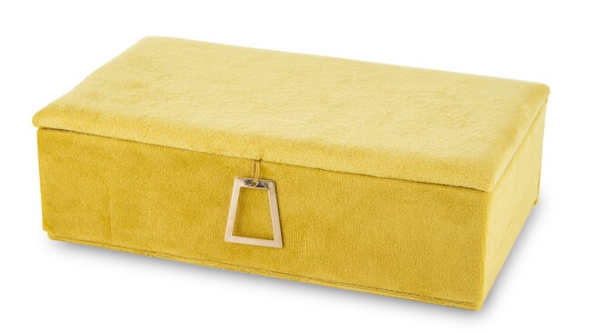 Orlando Velurri, welurowe puzderko / szkatułka na biżuterię, żółta, wym.6x19x11.5cm