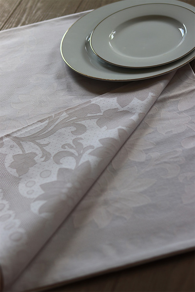Portugalia, bawełniany obrus ze wzorem, biały, wym.140x220cm 