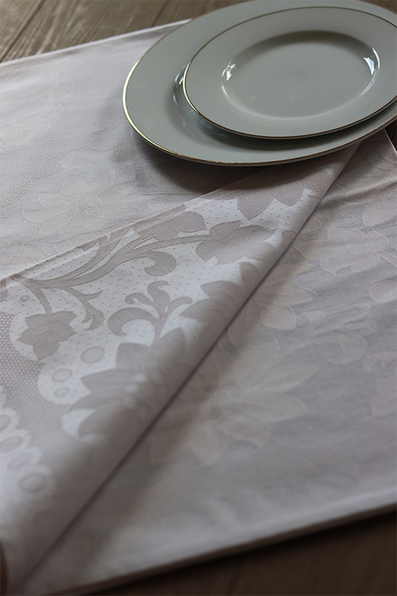 Portugalia, bawełniany obrus ze wzorem, biały, wym.130x180cm 