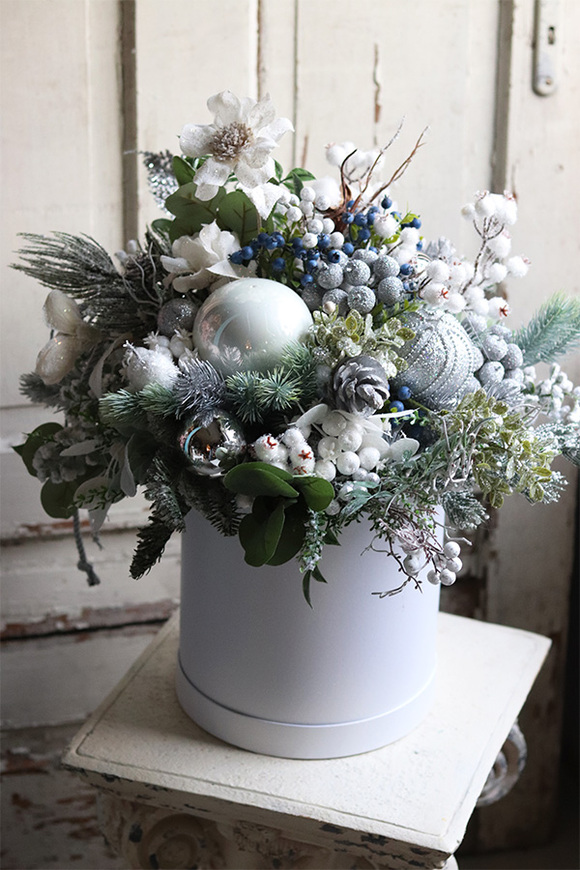 flowerbox świąteczny, White Snow, wym.56x50cm