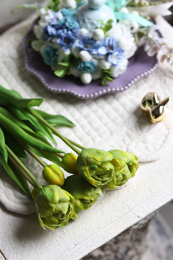bukiet gumowych tulipanów, Maggio Novelty Green, 7szt. dł.44cm